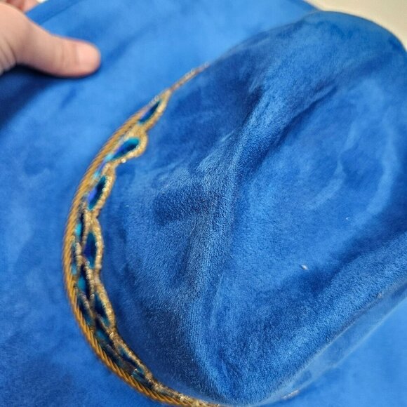 Peacock Royal Blue Velvet Cowboy Wide Brim Hat Tassel Embroidered Ribbon‎ Band M main image 11
